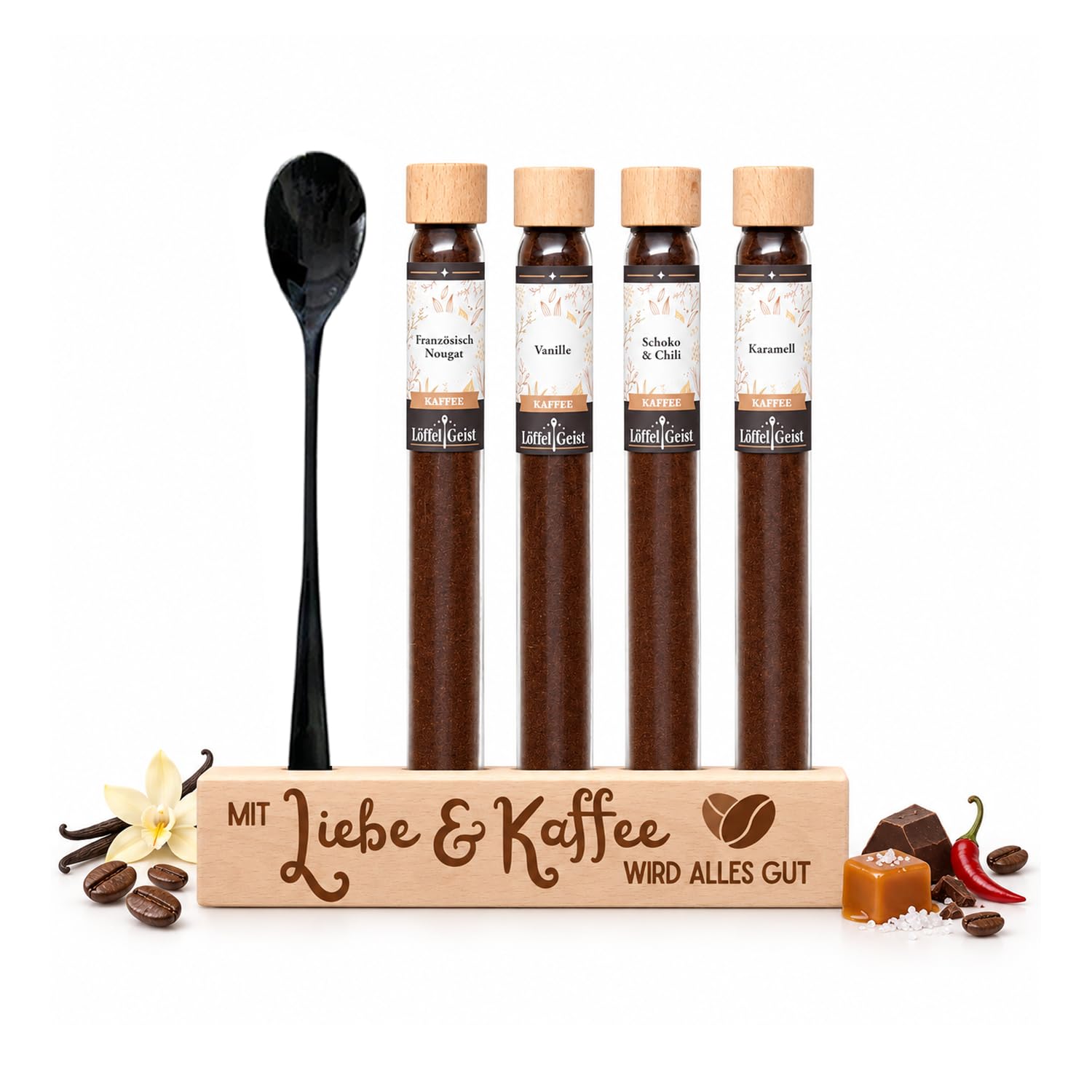 l-ffelgeist-mit-liebe-kaffee-kaffee-geschenkset-4er-holzdisplay image 1
