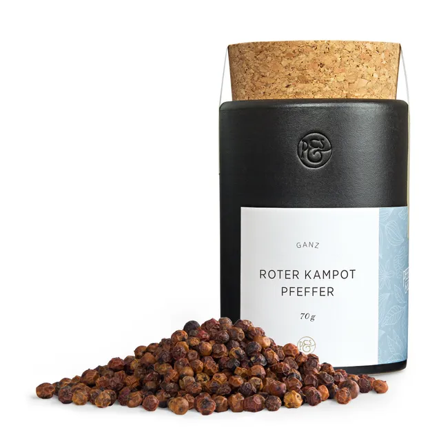 pfeffersack-soehne-roter-kampot-pfeffer-beeren-dose-beutel image 1