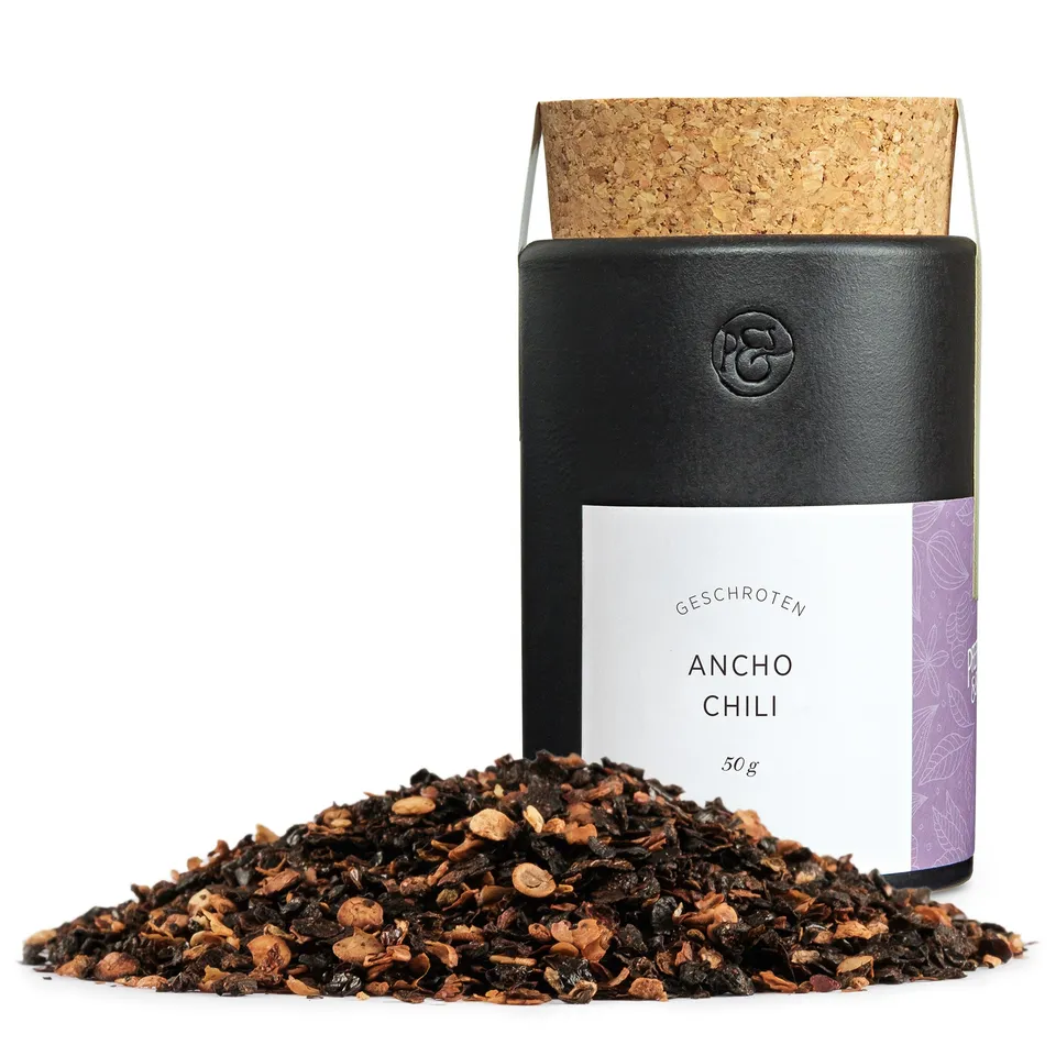 pfeffersack-soehne-pfeffer-ancho-chili-geschrotet-keramikdose-mild image 1
